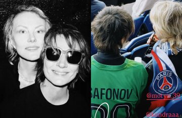 Zemfira* and Renata Litvinova attended a football match and cheered on Russian goalkeeper Matvey Safonov.
