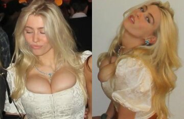 Claudia Schiffer's daughter celebrated her 21st birthday in a low-cut dress.