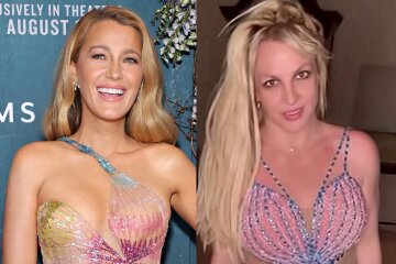 "I'm definitely not Blake Lively." Britney Spears wears an updated version of her iconic Versace look