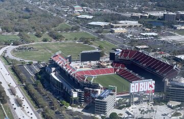 Aerial view of Raymond James Stadium, home of the Tampa Bay Buccaneers