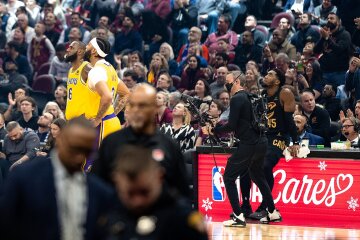 LeBron James in action during an NBA game