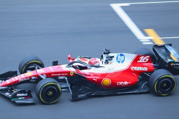 Charles Leclerc driving the Ferrari F1 car during a practice session