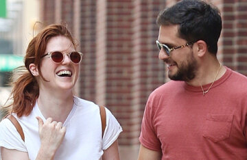 Lovers and happy: Kit Harington and Rose Leslie on a walk in New York