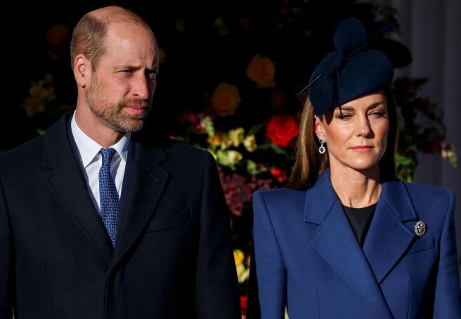 Kate Middleton (in her "old" outfit), Prince William, King Charles III and Queen Camilla met with the German President in Windsor