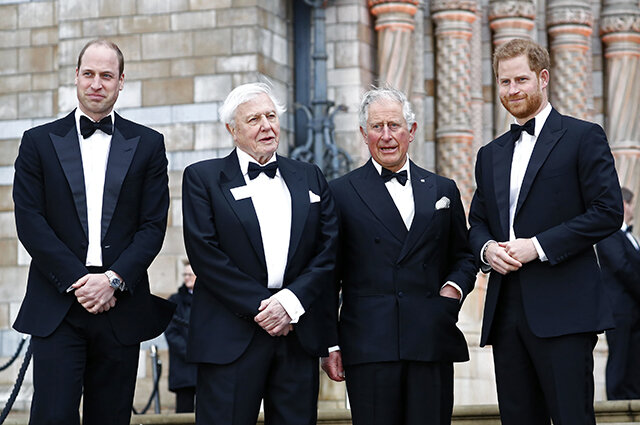 Prince William, Sir David Attenborough, Prince Charles and Prince Harry