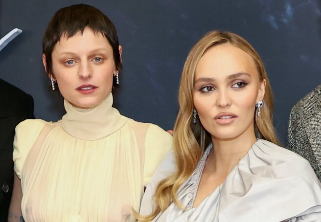 Lily-Rose Depp and Emma Corrin in a "naked" dress at the premiere of "Nosferatu"