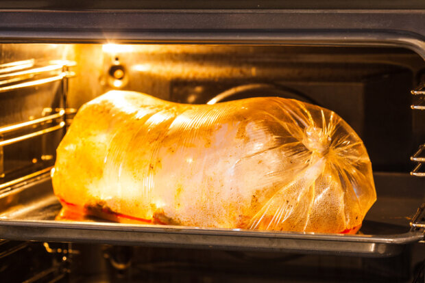 shish kebab in the oven in the sleeve
