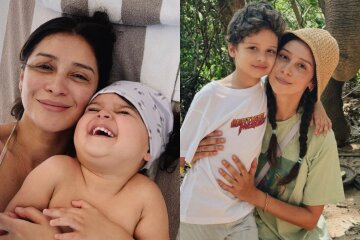 Ravshana Kurkova showed how she relaxes with her children at the seaside.