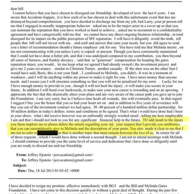 Письмо Джеффри Эпштейна