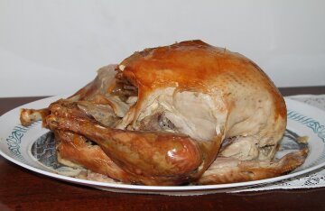 A whole roasted turkey on a platter