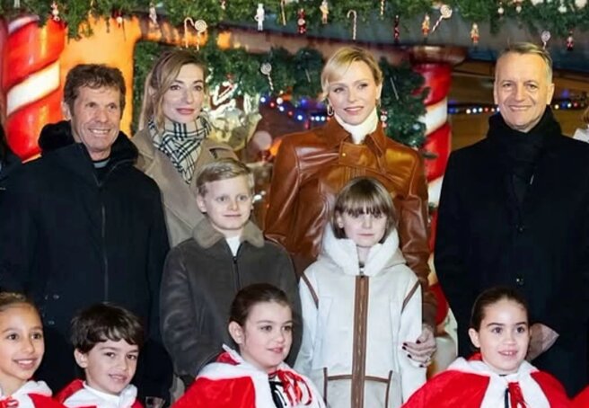 Princess Charlene of Monaco and her children attended the opening of the Christmas village