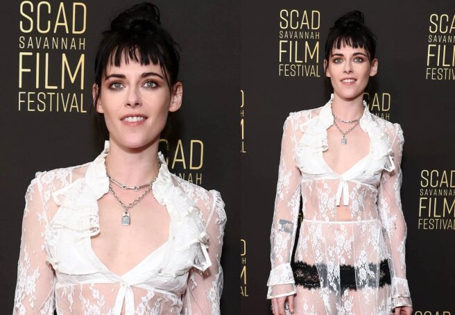 Kristen Stewart stepped out in a sheer dress