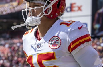 Patrick Mahomes of the Kansas City Chiefs in uniform