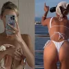 Bella Hadid posed topless on a yacht