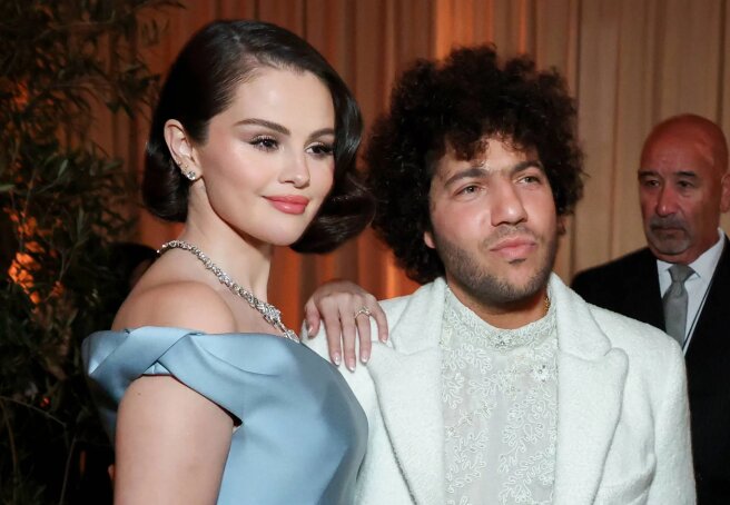 Selena Gomez Attends Golden Globes With Fiance Benny Blanco