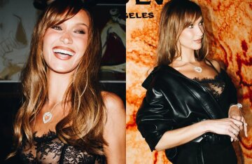 Bella Hadid rocked a lace top at a party in Los Angeles.