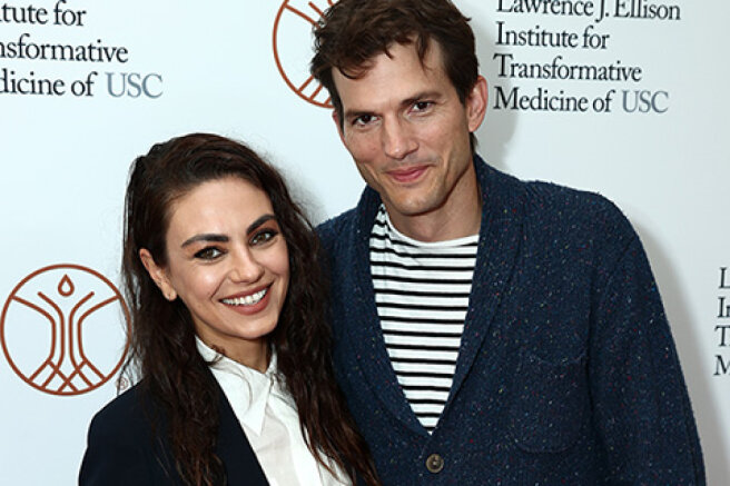 Rare exit: Mila Kunis and Ashton Kutcher at the opening of the Medical Institute in Los Angeles