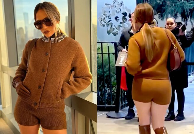 Jennifer Lopez steps out in wool micro shorts