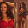 Rihanna posed in lingerie three months after giving birth to her third child.