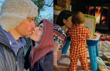 "Our Tove's First Christmas." Lily Collins shared atmospheric photos with her daughter and husband.