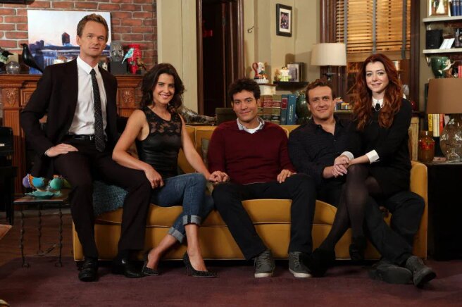 Нил Патрик Харрис, Коби Смолдерс, Джош Рэднор, Джейсон Сигел и Элисон Хэннигэн в сериале 