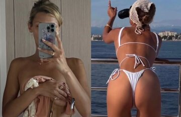 Bella Hadid posed topless on a yacht