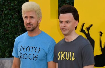 Ryan Gosling and Micky Day came to the premiere of the film "Stuntmen" in the images of Beavis and Butt-Head
