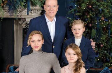 Prince Albert II of Monaco and Princess Charlene of Monaco with their children presented a Christmas card.