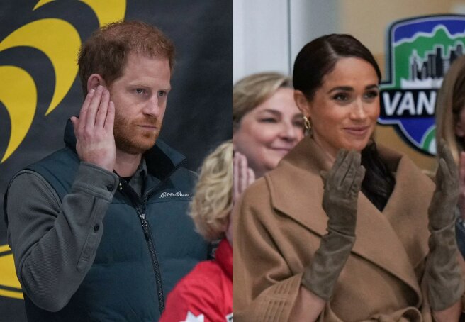 Prince Harry and Meghan Markle at a wheelchair curling game in Canada