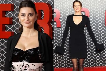 Penelope Cruz showed off her ample bust in a dress with a low neckline, and Shailene Woodley showed off her slender legs in a mini at the Ferrari premiere.