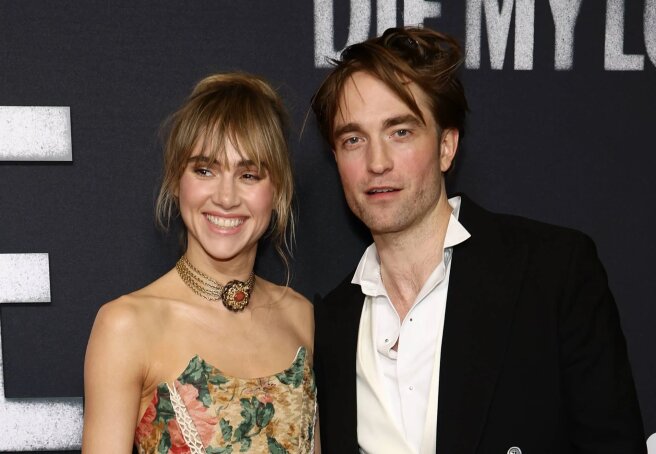 Robert Pattinson, Suki Waterhouse, and Jennifer Lawrence attend the "Die My Love" premiere in New York.