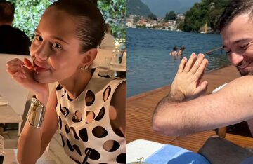 "My lucky man." Aurora Kiba is vacationing in Italy with her boyfriend, the nephew of the President of Azerbaijan.