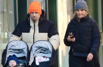 Cameron Diaz was photographed with her husband and son in New York.