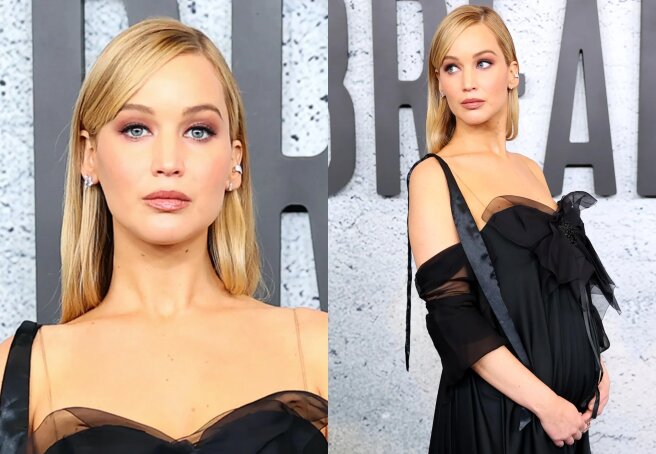 Gothic Bride: Pregnant Jennifer Lawrence hits the red carpet