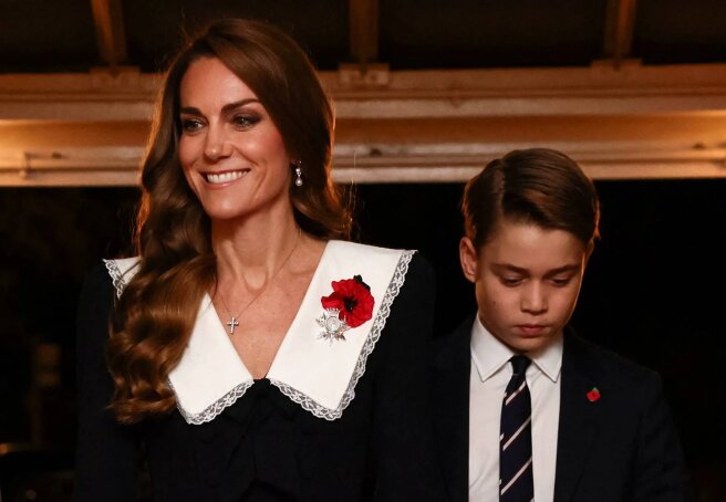 Kate Middleton, Prince George, Charles III and Queen Camilla attended a concert to mark Remembrance Day.