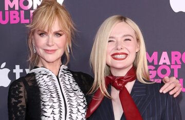 Nicole Kidman in a sheer skirt and Elle Fanning in a "masculine" suit attended the series premiere in New York.