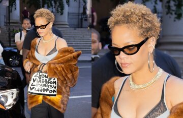 Rihanna in a fur coat and without a wig at the presentation of hair products