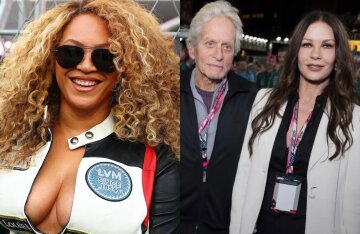 Jay-Z and Beyoncé (with cleavage), Catherine Zeta-Jones and Michael Douglas with their son, Ben Affleck attended the Formula 1 races in Las Vegas.
