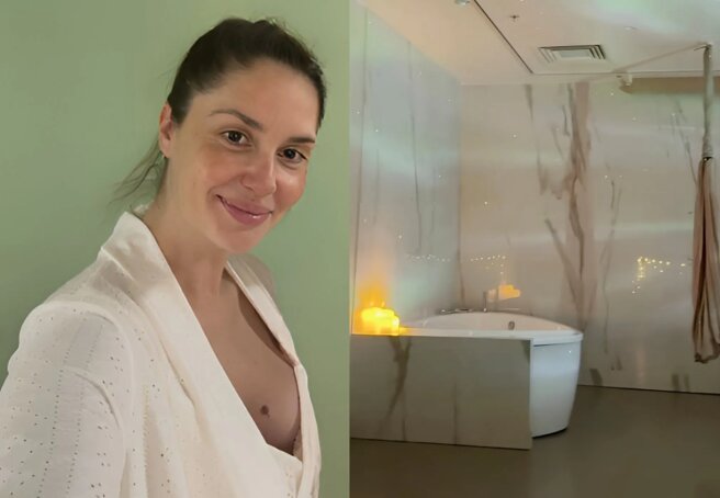 Childbirth costs up to 2.5 million rubles and a private room with a hammock. Agata Muceniece shared a photo from the maternity hospital.