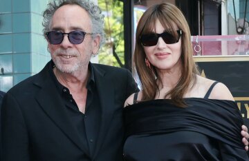 Monica Bellucci and Winona Ryder Support Tim Burton at the Unveiling of His Star on the Hollywood Walk of Fame