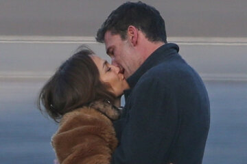 Happy together: Jennifer Lopez and Ben Affleck were caught kissing