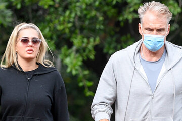 Dolph Lundgren and his beloved Emma Krokdahl on a run in Los Angeles