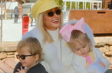 Paris Hilton is vacationing with her children at a ski resort.