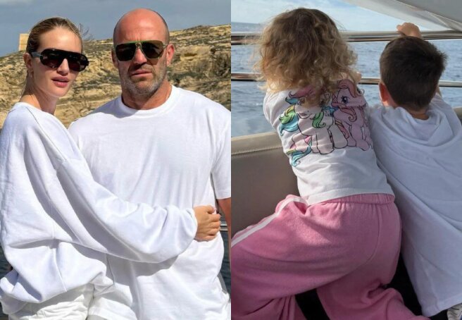 Sailing on a yacht and spending time in the pool: Jason Statham has published rare photos from his vacation with children from Rosie Huntington-Whiteley