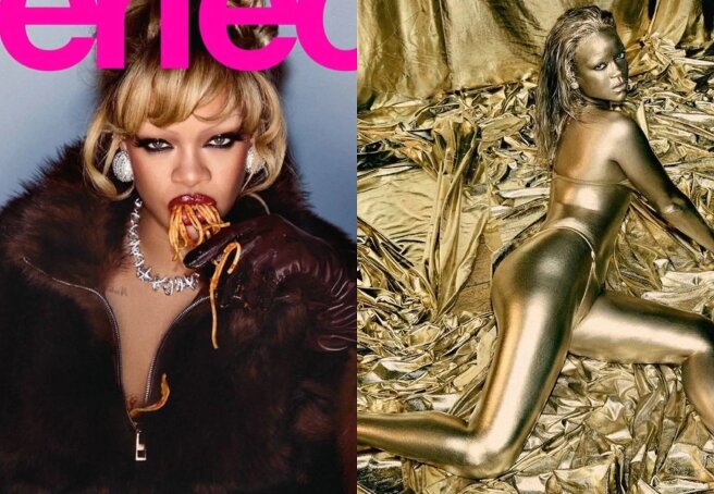 Rihanna Strips Nude and Trys on 'Mafia Wife' Look on Glossy Cover