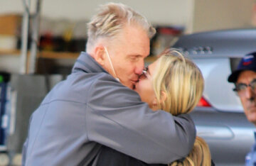 Love in the big city: Dolph Lundgren and his young lover Emma Krokdahl were caught kissing