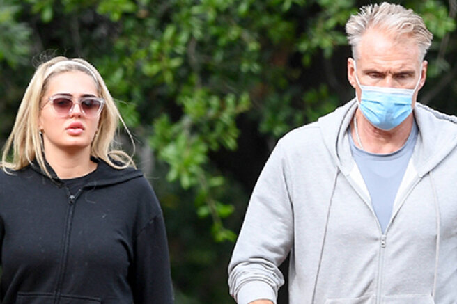 Dolph Lundgren and his beloved Emma Krokdahl on a run in Los Angeles