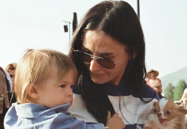 Demi Moore showed how her two-year-old granddaughter wished her a happy birthday.