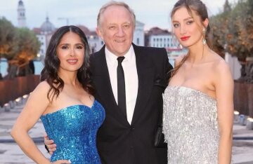 Salma Hayek came out with her husband Francois-Henri Pinault and stepdaughter Mathilde