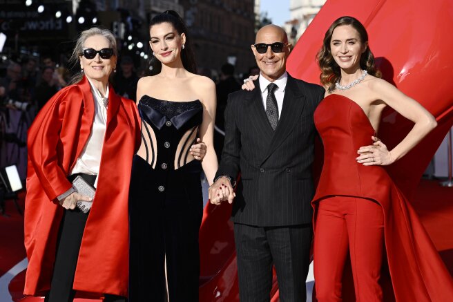 Мэрил Стрип, Энн Хэтэуэй, Стэнли Туччи и Эмили Блант